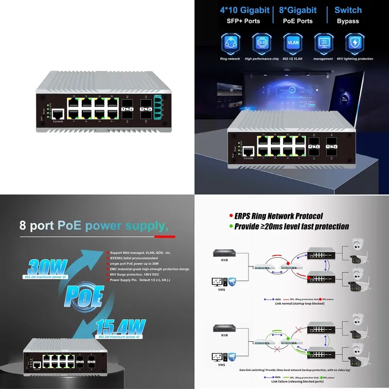 Switch industriel PoE 8 ports, - Sfp+ 10G Managed Switch 8 Port avis et prix